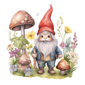 Gnome Watercolor Easter Clipart Spring Png Gnome Rabbit Gnome