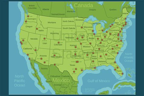 United States Major Cities Map Classroom Reference Travel Us Map With