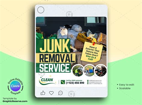 Junk Removal Marketing Material Bundle Canva Template Graphic Reserve