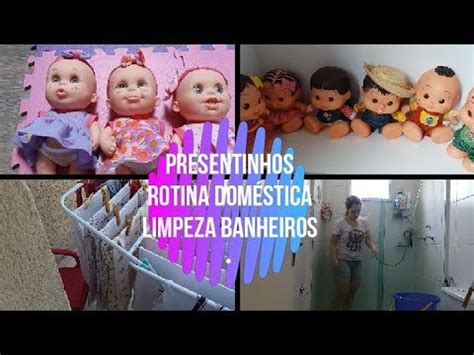 VLOG Presentes Alice rotina doméstica Limpeza dos banheiros