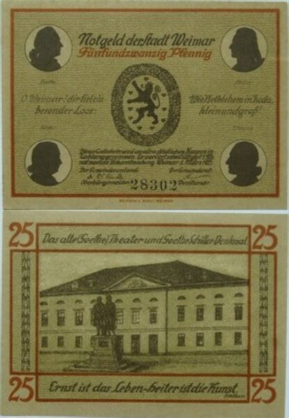 25 Pfennigs Sights Series Theater Ciudad De Weimar Turingia