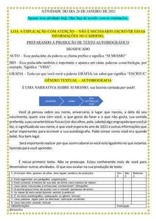 Autobiografia Proposta De Produ O Textual Pdf