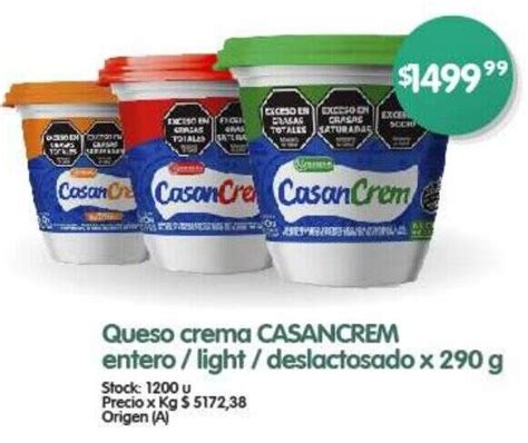 Queso Crema Casancrem Entero Light Deslactosado X G Oferta En