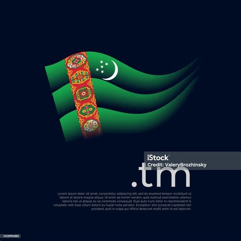 Turkmenistan Flag Vector Stylized Design National Poster On A Dark