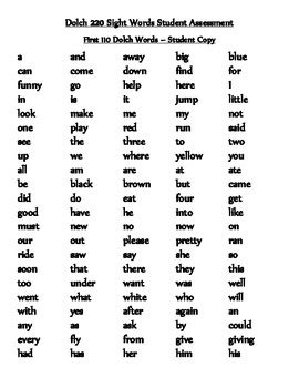 Sight Words Dolch Word And Dolch Noun Assessment And Practice