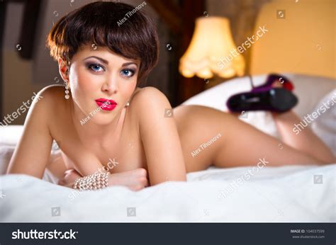 Naked Brunette Lying Bed Stock Photo Shutterstock