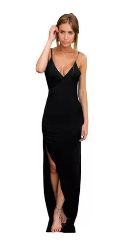 Vestido Longo Feminino Fenda E Decote Formatura Madrinha 499 ...