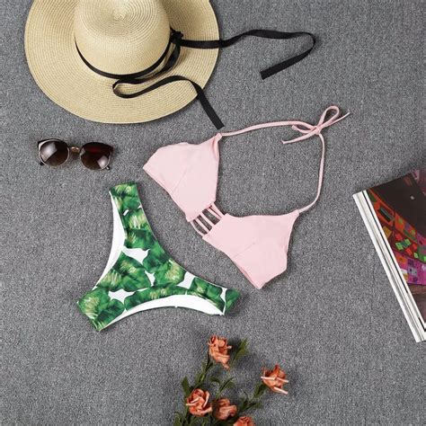 Aliexpress Buy 2 Piece Tropical Leaf Triangle Summer Women Bikini