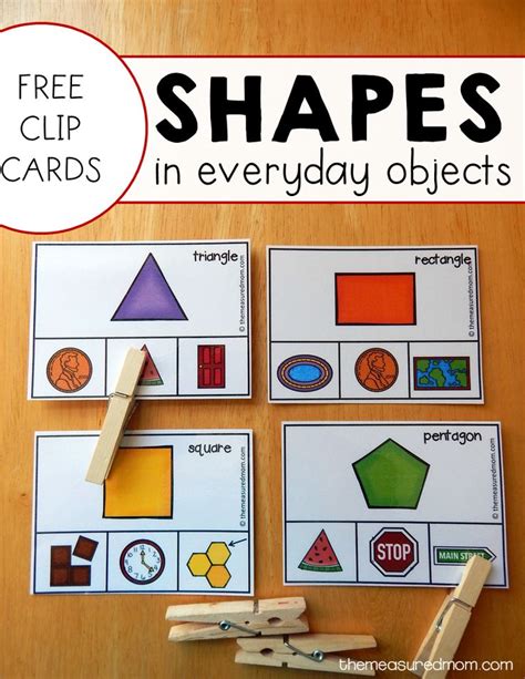 Shapes in everyday objects clip cards | Shapes preschool, Shapes ...