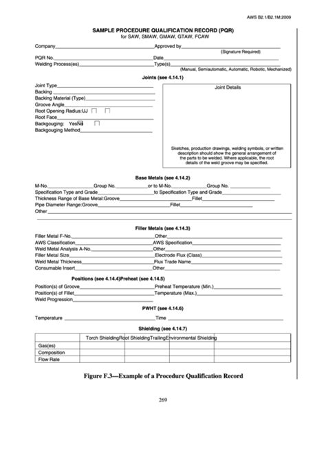 Fillable Sample Procedure Qualification Record Pqr Form Printable Pdf