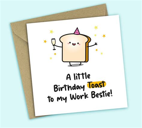 Work Bestie Birthday Card A Little Birthday Toast to My Work Bestie - Etsy