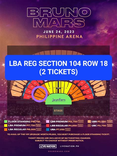 LOWER BOX A REG BRUNO MARS TICKET Day 1 June 24 On Carousell