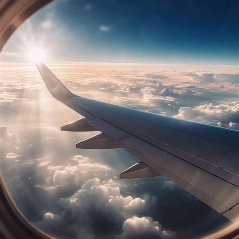 Premium AI Image A Wing Of A Plane Is Seen Through The Window Of A