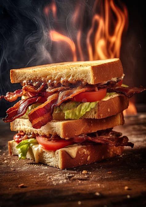 Blt Toasted Stacked Sandwich Bacon Lettuce And Tomato Generative Ai