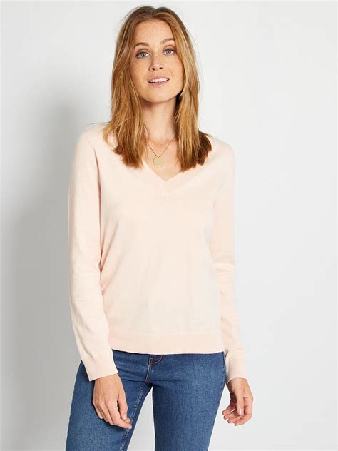 Pull Basique Col V Rose Clair Kiabi 10 00