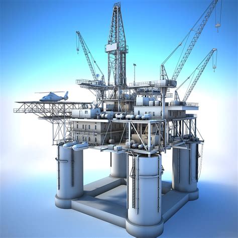 Oil Rig White Generic 3d Model 199 Obj Max Ma Lwo Fbx C4d