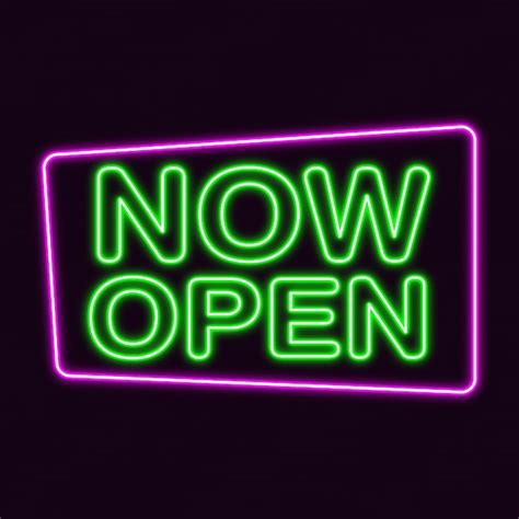 Premium Vector Now Open Neon Light Sign Design