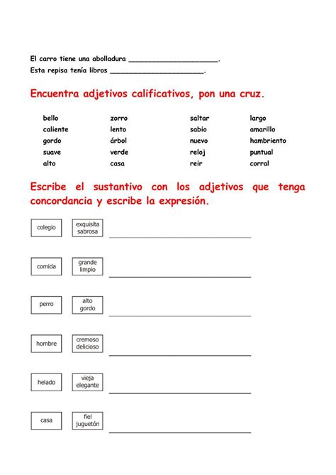 El Adjetivo Interactive Worksheet For 3º E P Live Worksheets