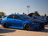 Blue Mitsubishi Lancer Evolution X With Custom Headlights Benlevy