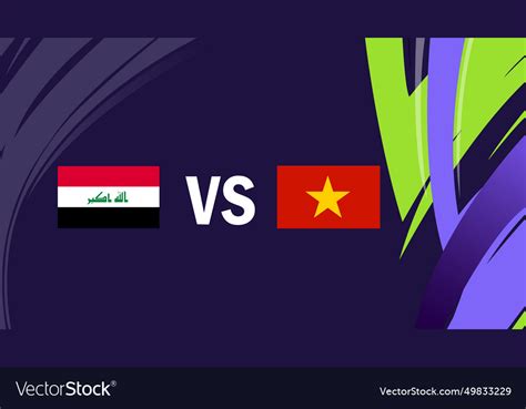 Iraq and vietnam asian flags nations 2023 group d Vector Image