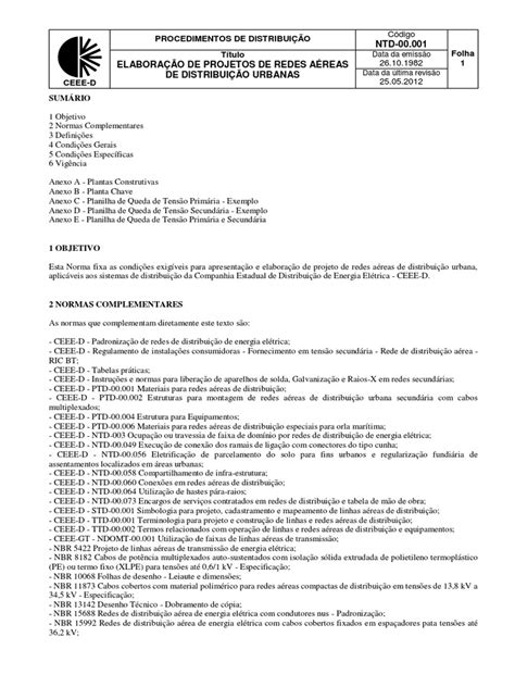 Pdf Ceee Ntd 00001 Elaborao De Projetos De Redes Areas De Distribuio