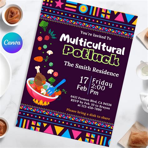 Multicultural Potluck Invitation Potluck Multicultural Invitation