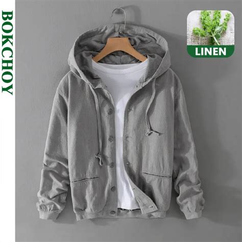 2023 frühling und Herbst Neue Atmungsaktive Casual Leinen Hoodies Jacke