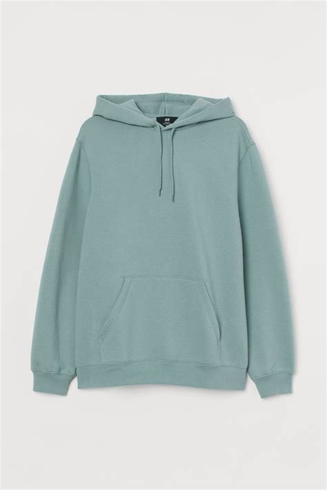 Relaxed Fit Hoodie Long Sleeve Regular Length Mint Green Men Handm Us