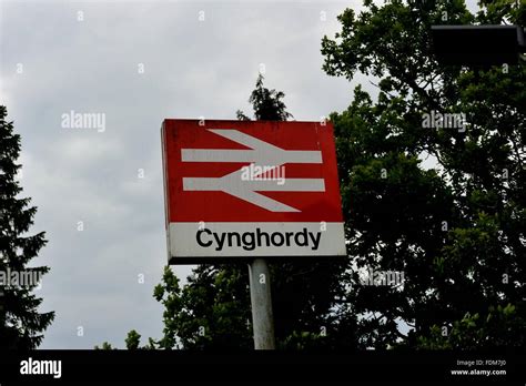 Cynghordy Double Arrow National Rail Network Station Sign Central