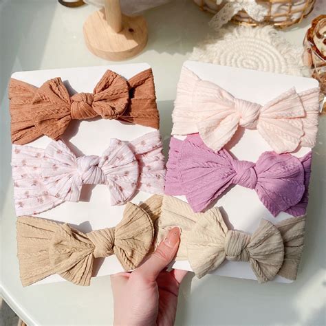 3 Pcs Set Cute Solid Color Bow Headband For Baby Girls Bandana Headwear