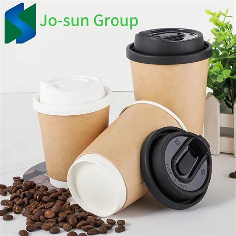 Disposable Double Wall Paper Cup Kraft 12 16 Oz Coffee Paper Cup Made