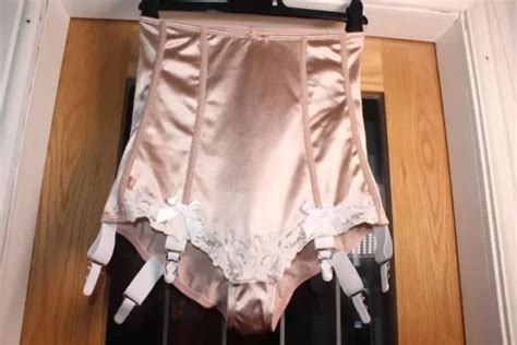 Gold Stretch Satin Nylon High Waist Panty Girdle 6 Suspender 34 36 Waist £1500 Picclick Uk