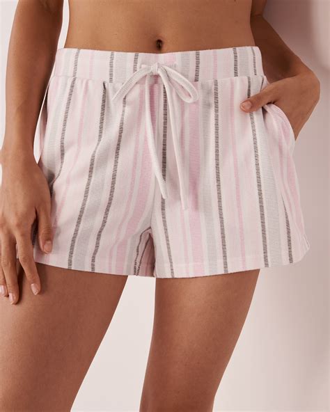 Recycled Fibers Shorts With Side Pockets Ballerina Pink Stripes La