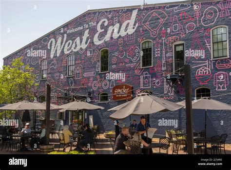 welcome mural the west end district of Greenville SC Stock Photo - Alamy