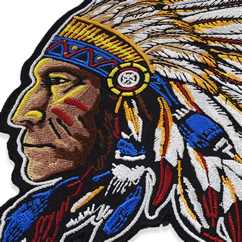 Big Patch Headdress Native American Indian Chief Biker Motorcycles Iron On Patch Embroidered Sew