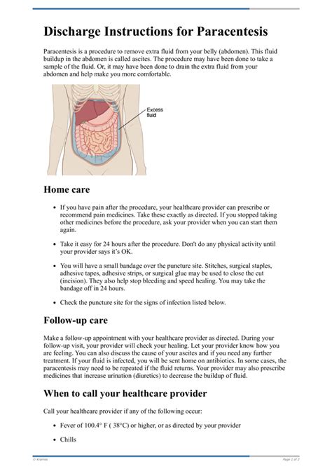 Text Discharge Instructions For Paracentesis Healthclips Online