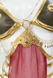 Women Princess Derivative Costume Sexy Lingerie Top Thong With Sleeves Choker Chest Chain