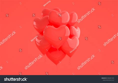 Pink Glossy Shiny Balloons Heart Shape Stock Illustration 1892891929