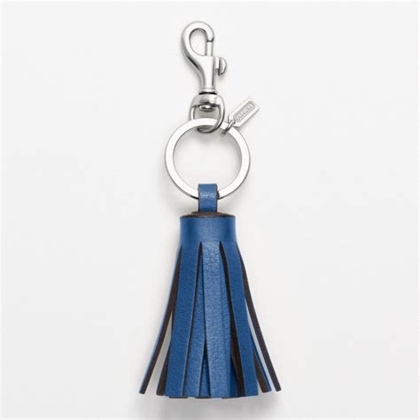 Coach Single Legacy Tassel Key Ring In Blue Silvercobalt Lyst