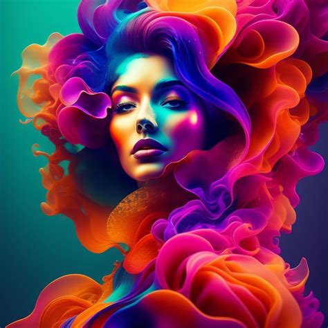 Premium Ai Image A Colorful Poster With A Woman With A Rainbow Hair