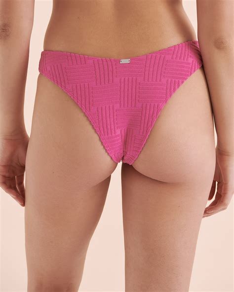 Tropik Terry V Cut Thong Bikini Bottom Bright Pink Bikini Village