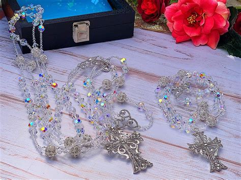 Free Fast Shipping Swarovski Crystal Wedding Lasso Set And Matching Rosary Authentic Swarovski