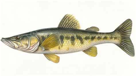 Common Largemouth Bass Fish Illustrated Background, Picture Of Pickerel Background Image And ...