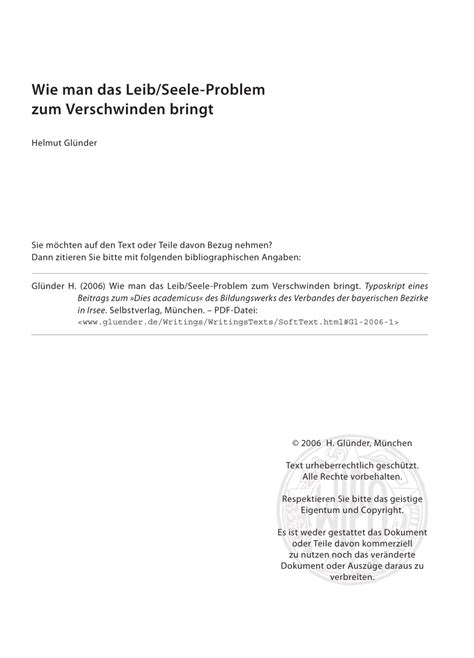 PDF Wie Man Das Leib Seele Problem Zum Verschwinden Bringt