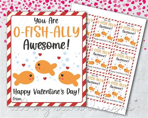 Printable You Are O Fish Ally Awesome Happy Valentine S Etsy