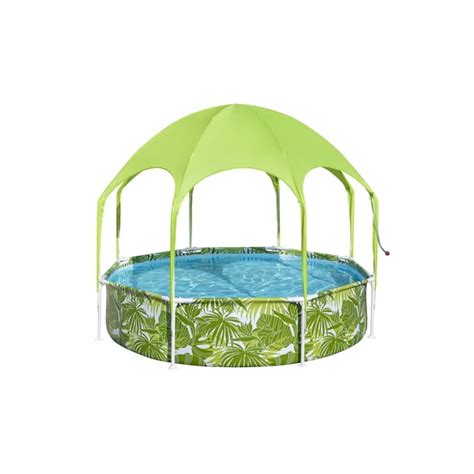 H2ogo 8 Ft X 20 In Round Above Ground Pool Set With Pool Shade