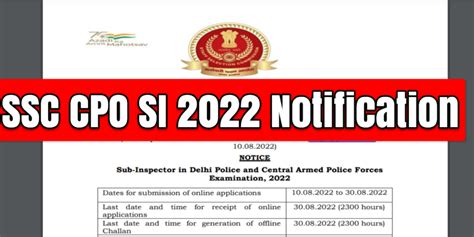 SSC CPO SI Recruitment 2022 Apply Online For Latest 4300 Sub