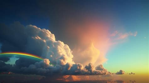 Premium AI Image | A rainbow in the sky with clouds and a rainbow