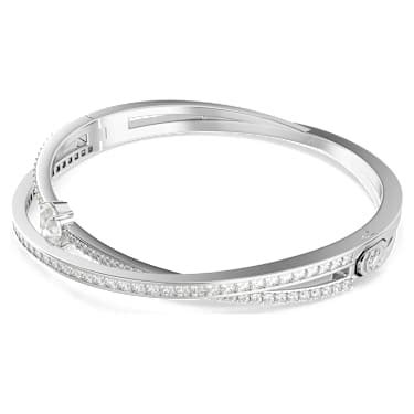 Bracelet Jonc Hyperbola Tailles Vari Es Blanc M Tal Rhodi Swarovski