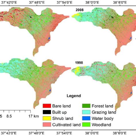 Land Useland Cover Map Of The Studied Watershed In 1988 To 2018